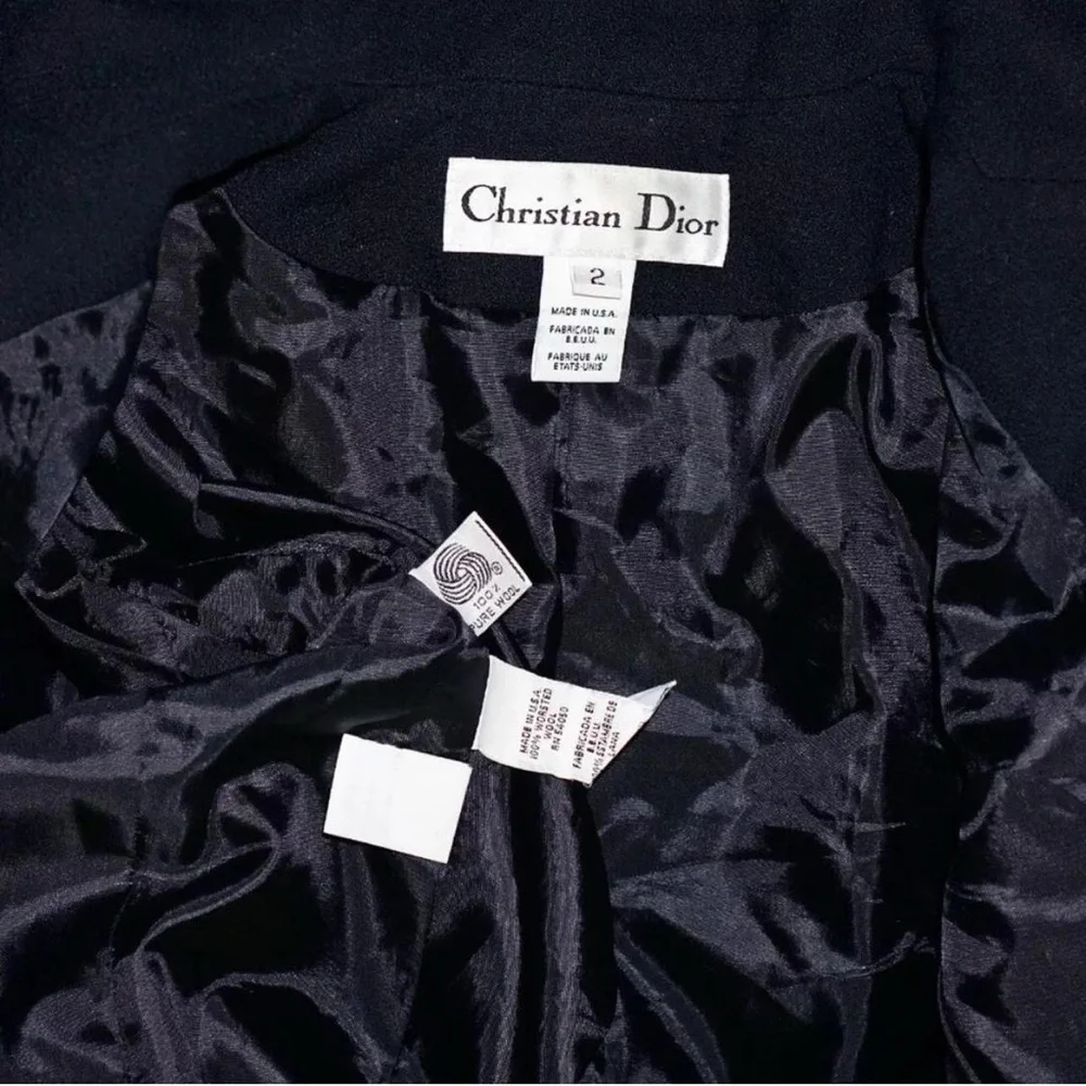 CHRISTIAN DIOR Vintage Navy Double Breasted Wool Blazer